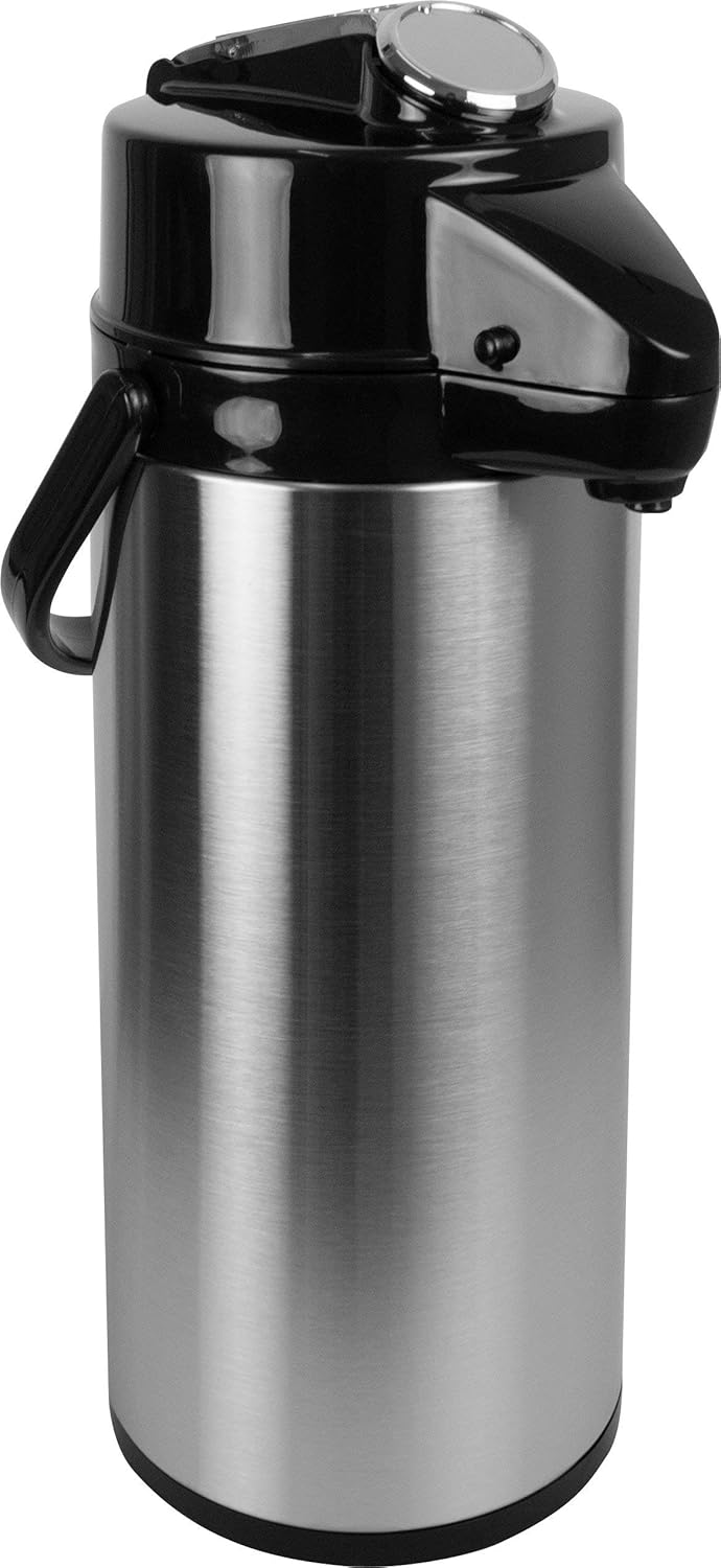 Saro Thermo Kaffeemaschine mit Korbfilter und Thermoskanne Industriekaffeemaschine mit Pumpkanne (2,2 Liter, ca. 10 Tassen Kaffee, Brüh- & Warmhaltefunktion), silber – Bild 13