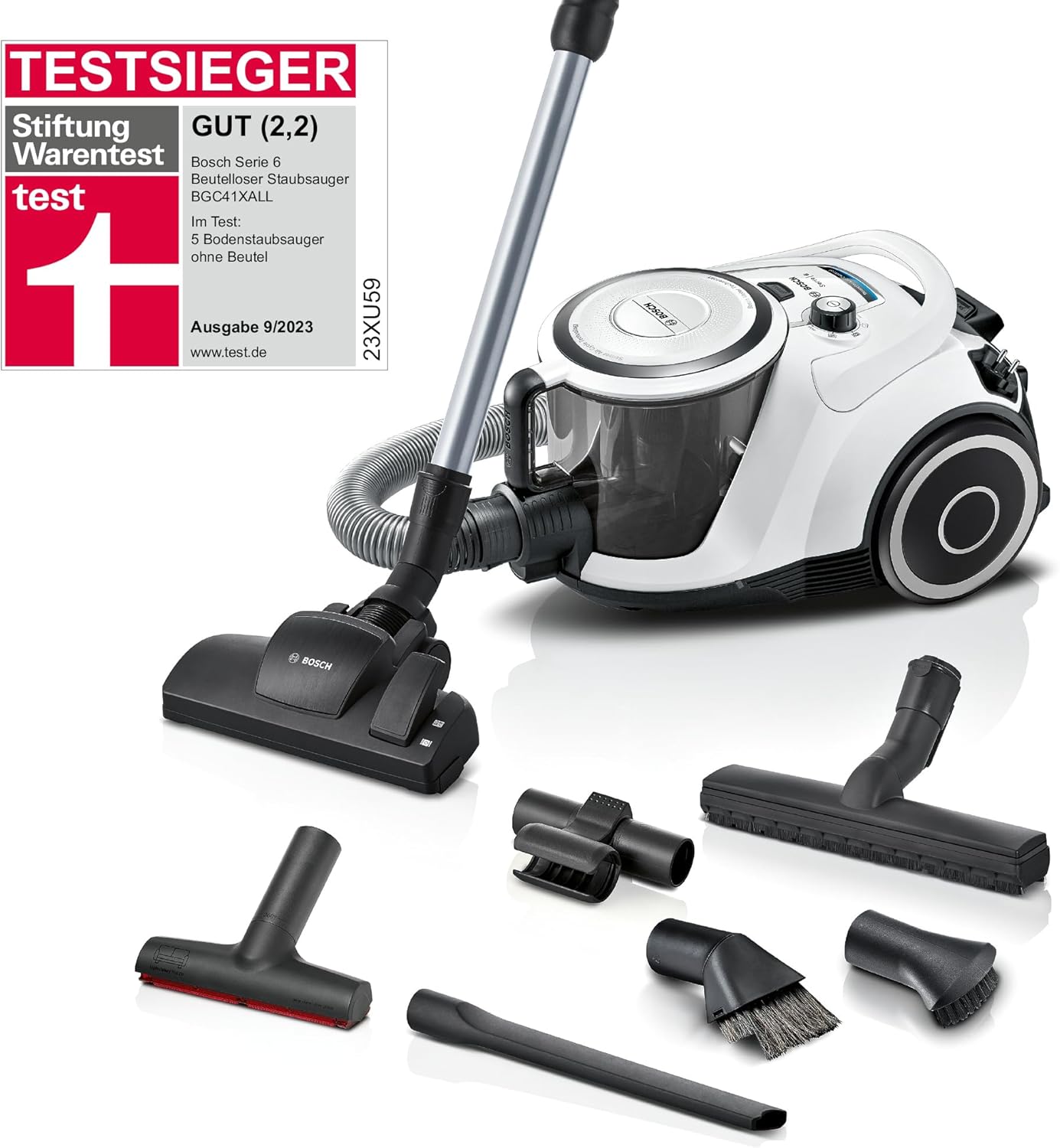 Bosch Staubsauger beutellos Serie 6 BGC41X36, Bodenstaubsauger, ideal für Allergiker, Hygiene-Filter, Bodendüse für Parkett, Teppich, Fliesen, Starke Saugleistung, leise, 700 W, blau – Bild 5