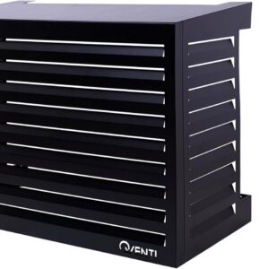 Qventi Abdeckung für Klimaanlage - Anthrazit/Grau - Aluminium - Schutzgitter - Verkleidung - Einfache Montage - Größe S - Außenmaße (LxBxH): 100 x 50 x 75 cm