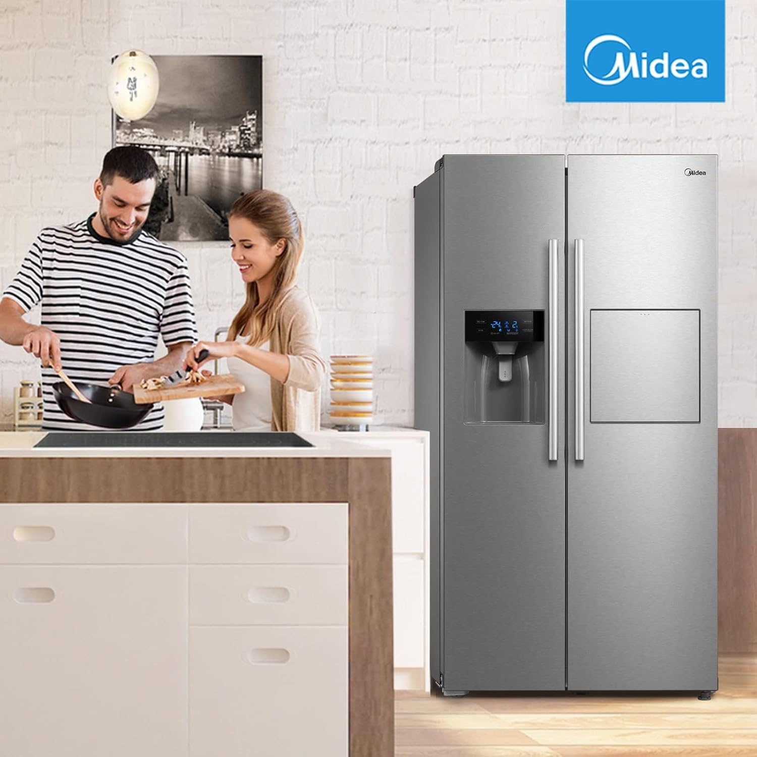 Midea KS-DDX 6.32 WT Side-by-Side Kühl-/Gefrierkombination/ 178,8 cm Hhe/ 254 kWh/Jahr/No Frost/Dual Inverter Compressor/mit 3in1 Wasser-/Eisspender und Wassertank, Dark Inox – Bild 24