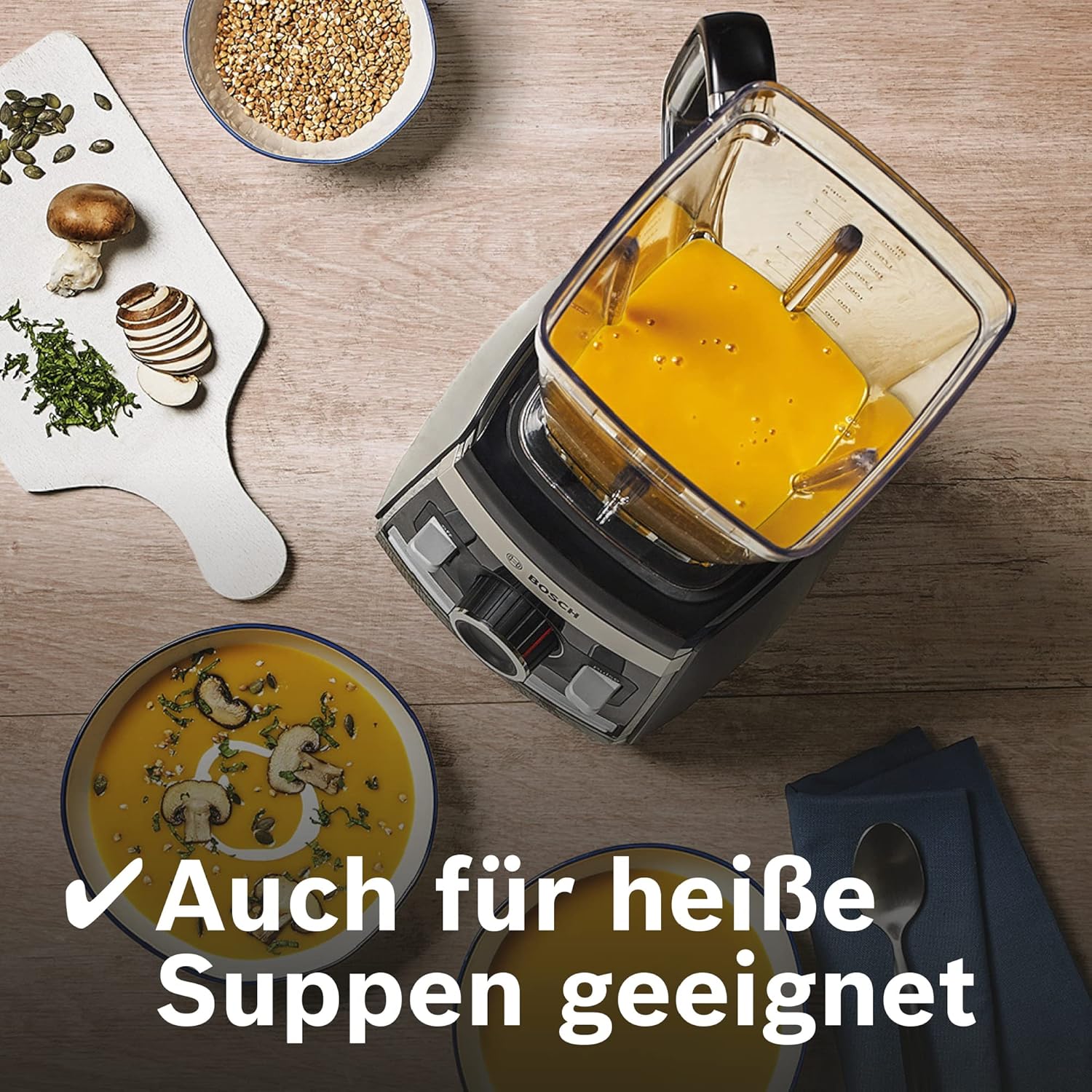 Bosch Standmixer VitaBoost MMBH6P6BDE, 6-Klingen-Edelstahlmesser, 2,5l Tritan-Mixbehlter, Stopfer, 6 Automatikprogramme, Rezeptbuch, BPA-frei, einfache Reinigung, 45,000 U/min, 1600 W, schwarz – Bild 8