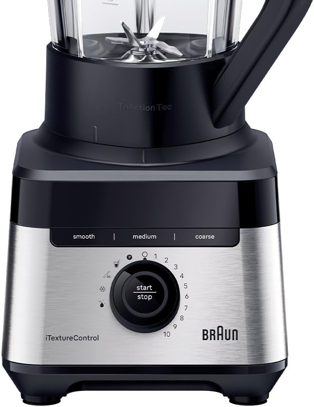Braun PowerBlend 9 JB9040 Hochleistungsmixer – Mixer mit Tritan-Krug, 18 Mixprogramme, 10 Geschwindigkeiten + Pulsfunktion, Heißsuppenfunktion, Reinigungsprogramm, Ausguss, 1600 W, Schwarz – Bild 4