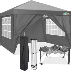COBIZI Pavillon 3x6 Faltpavillon Wasserdicht Stabil mit 6 Seitenteilen Kegelförmig Partyzelt 3 Höhenverstellbar UV-Schutz Tragetasche Zelthering, Seile für Garten, Hochzeiten, Markt, Freien Event