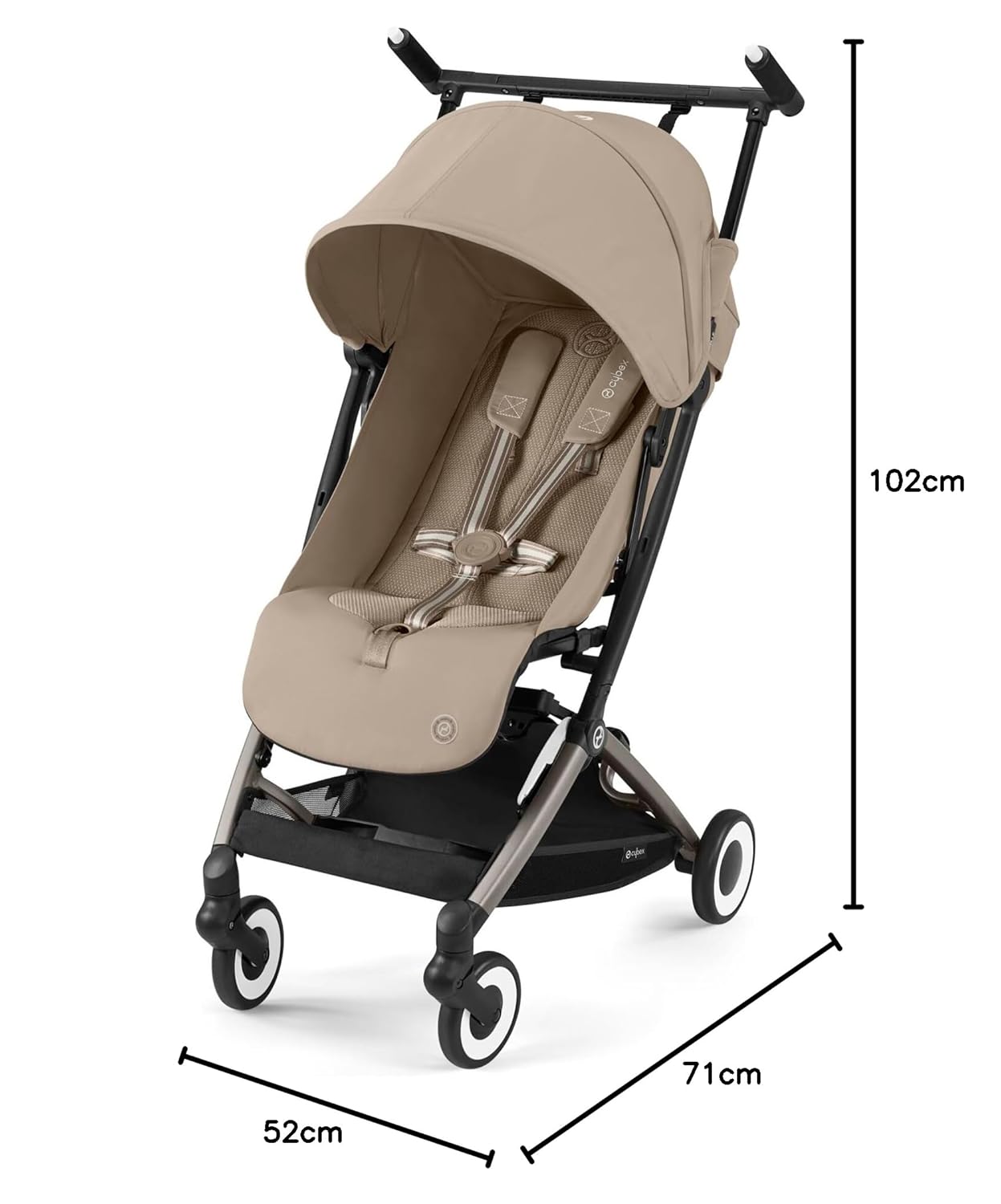 CYBEX Gold Kinderwagen Libelle mit One-Pull Harness, Von ca. 6 Monaten bis ca. 4 Jahre (max. 22 kg), Ultraleicht (nur 6 kg), Almond Beige (Beige mit taupefarbenem Rahmen) – Bild 17