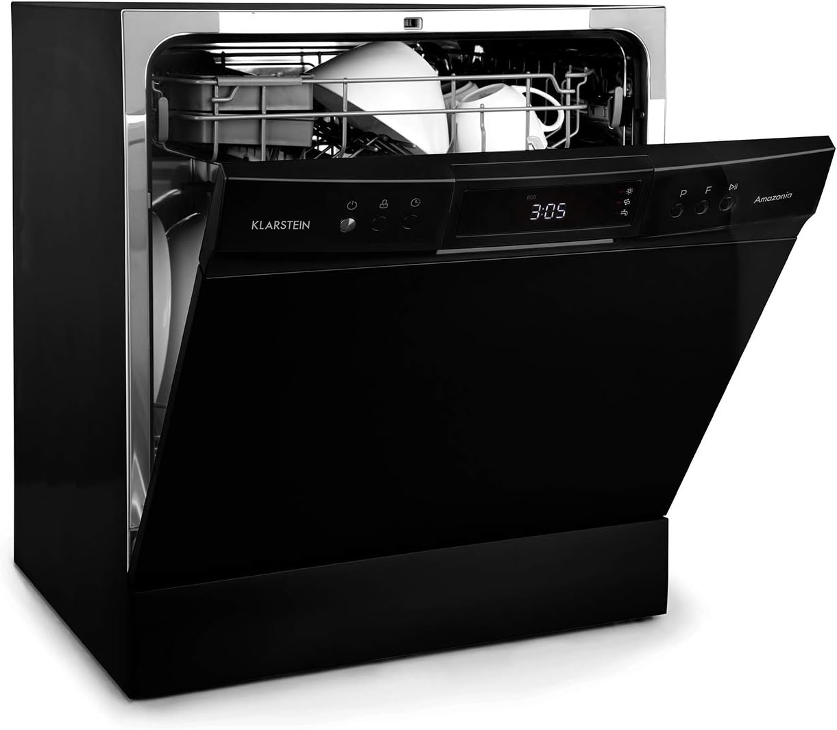 Klarstein ia 8 - Spülmaschine, Geschirrspüler, Freistehend, Teilintegriert, F, 55 cm breit, 8 Maßgedecke, 6 Programme, Aquastop, silber – Bild 12