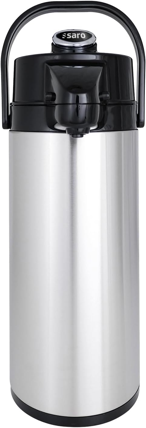 Saro Thermo Kaffeemaschine mit Korbfilter und Thermoskanne Industriekaffeemaschine mit Pumpkanne (2,2 Liter, ca. 10 Tassen Kaffee, Brüh- & Warmhaltefunktion), silber – Bild 4