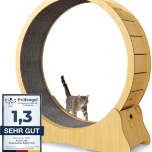 noviclass® Katzenlaufrad Baghira Groß XXL | 132cm Durchmesser Artgerecht für große Katzen | Laufrad für Katzen | Kratzfest, stabil und leise | Geprüfte Qualität und mit Deutscher Anleitung (Holz)