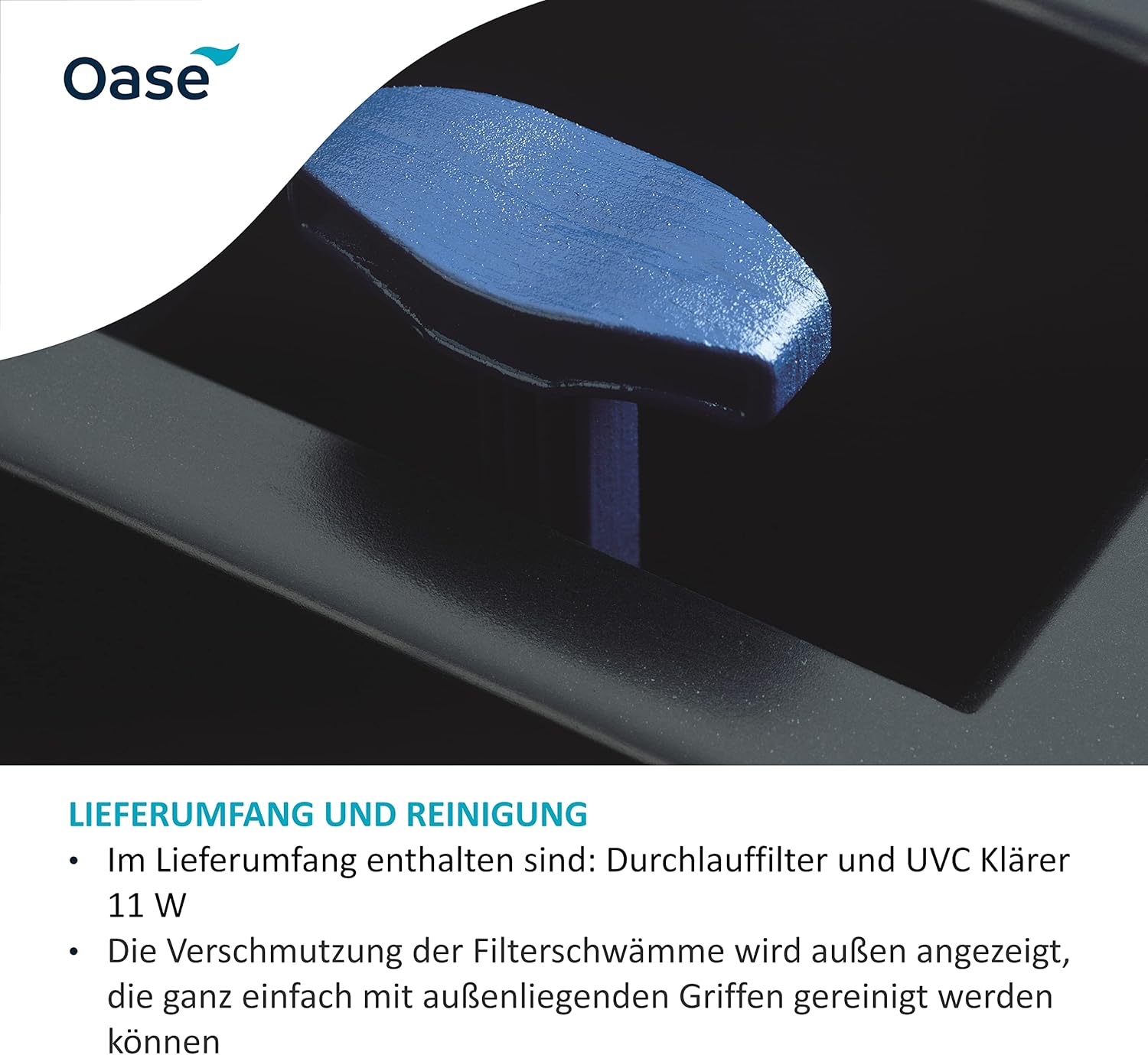 OASE 57377 Durchlauffilter BioSmart UVC 16000 geeignet für Teiche bis 16 m³, Filtersystem, Filterset inkl Filtermaterial und UVC Klärer, Schwarz – Bild 4