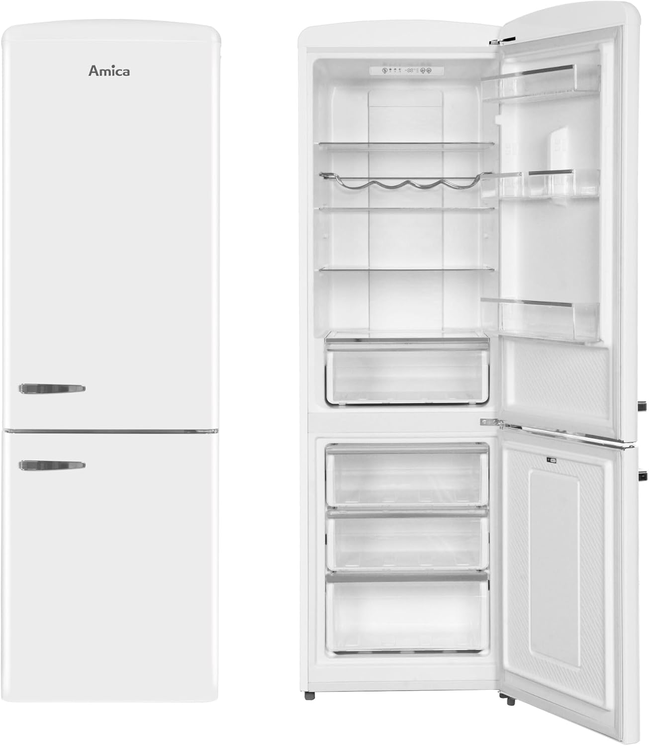 Amica KGCR 387 100 B Retro Kühl-/Gefrierkombination / Coffee Cream (Beige) / 181cm (H) x 55cm (B) x 62cm (T) / Retro-Design / Kühlschrank mit Gefrierfach – Bild 33