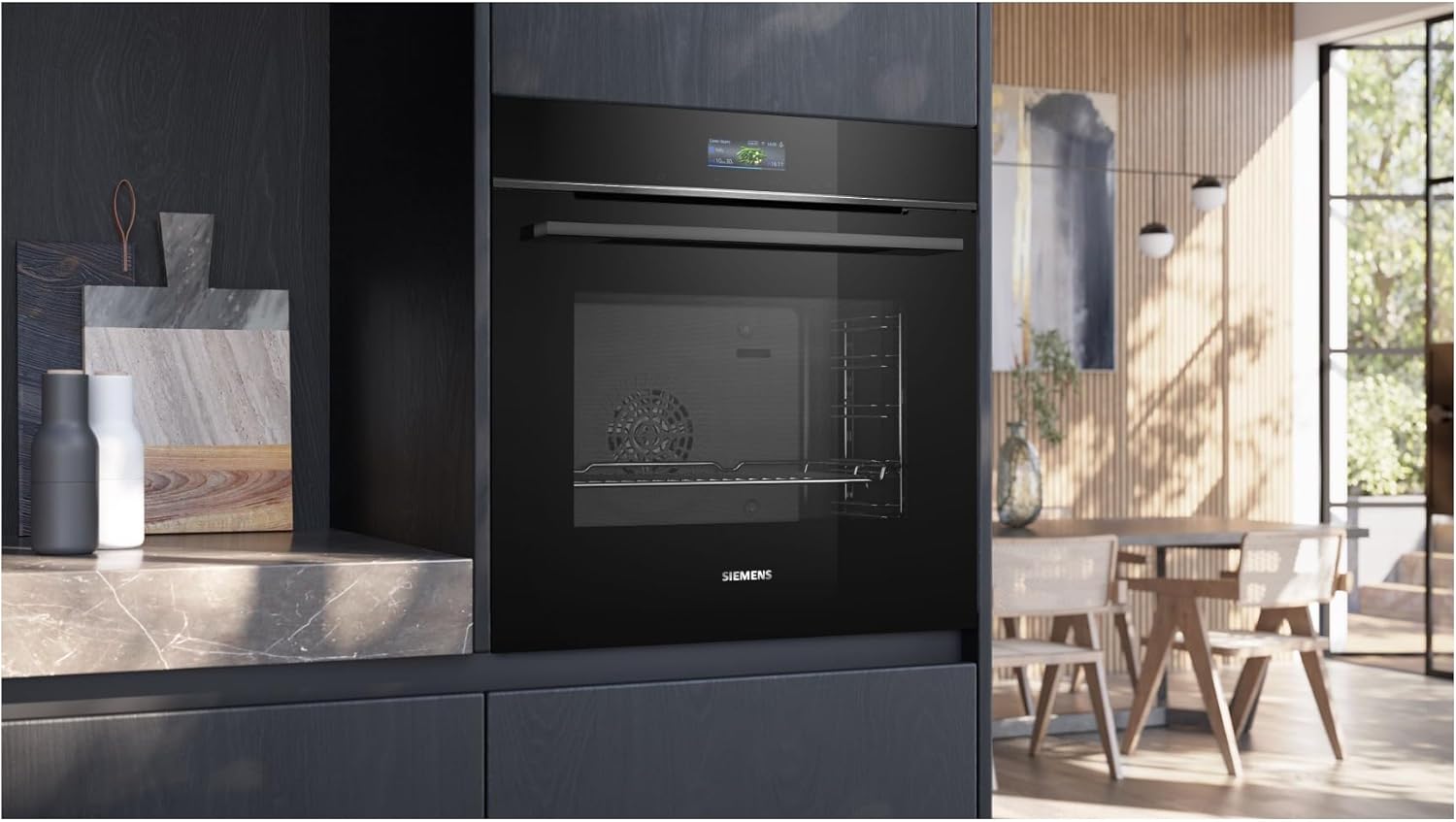 Siemens HB778G3B1,Q700 Smarter Einbau-Backofen, 60 x 60 cm, Made in Germany, Pyrolyse & Hydrolyse Selbstreinigung, Bratenthermometer, Air Fry, Backautomatik, Farbiger Touchscreen, 4D Heißluft, Schwarz – Bild 71