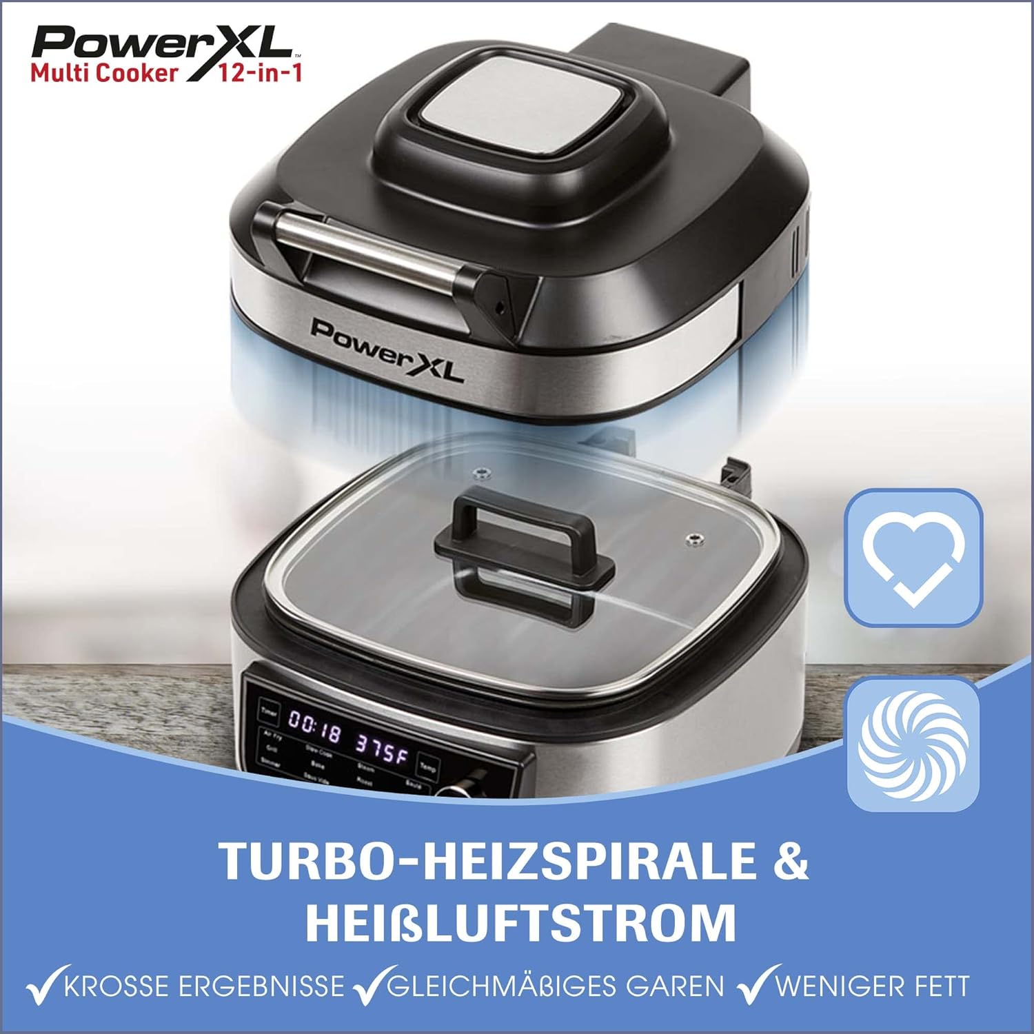 PowerXL MultiCooker - 12 in 1 Multikocher mit Warmhaltefunktion - Heißluftfritteuse, Backofen, Bratpfanne, Reiskocher uvm. - 5,7 Liter Fassungsvermögen - 12 Kochprogramme - Airfryer - Kaloriensparend – Bild 5