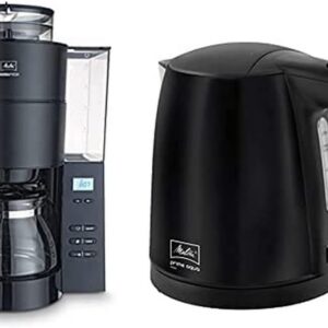 Melitta AromaFresh - Filterkaffeemaschine - mit Glaskanne - integriertes Mahlwerk - Timer Funktion - 10 Tassen - Pure Black