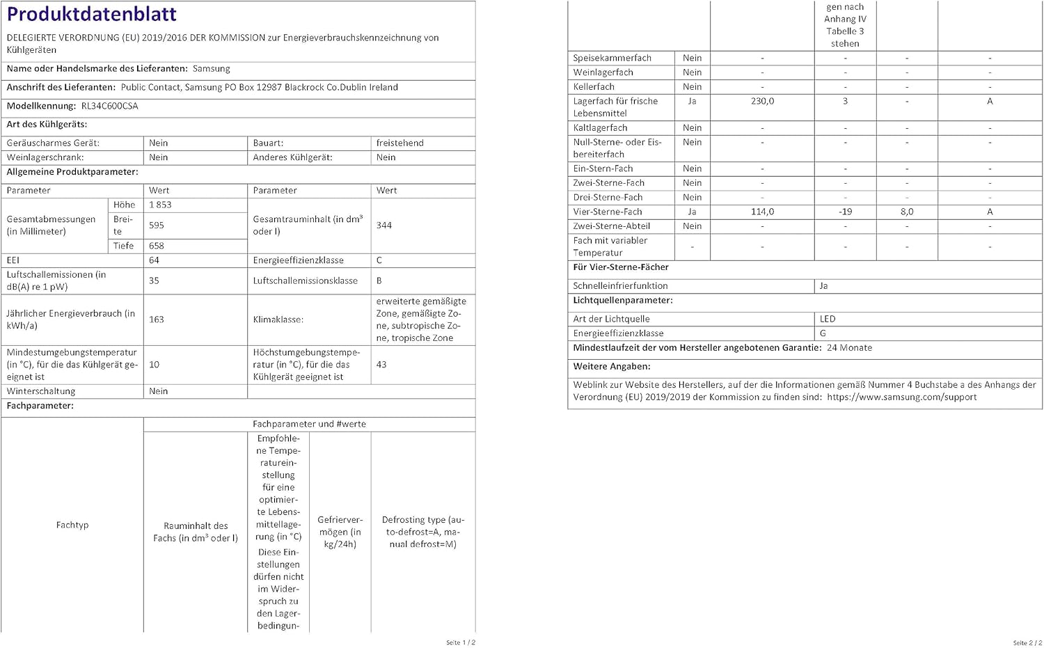 Kühl-Gefrier-Kombination, Kühlschrank mit Gefrierfach, 203 cm, 390 l Gesamtvolumen, 114 l Gefrierteil, AI Energy Mode, Edelstahl-Look, RL38C600CSA/EG – Bild 10