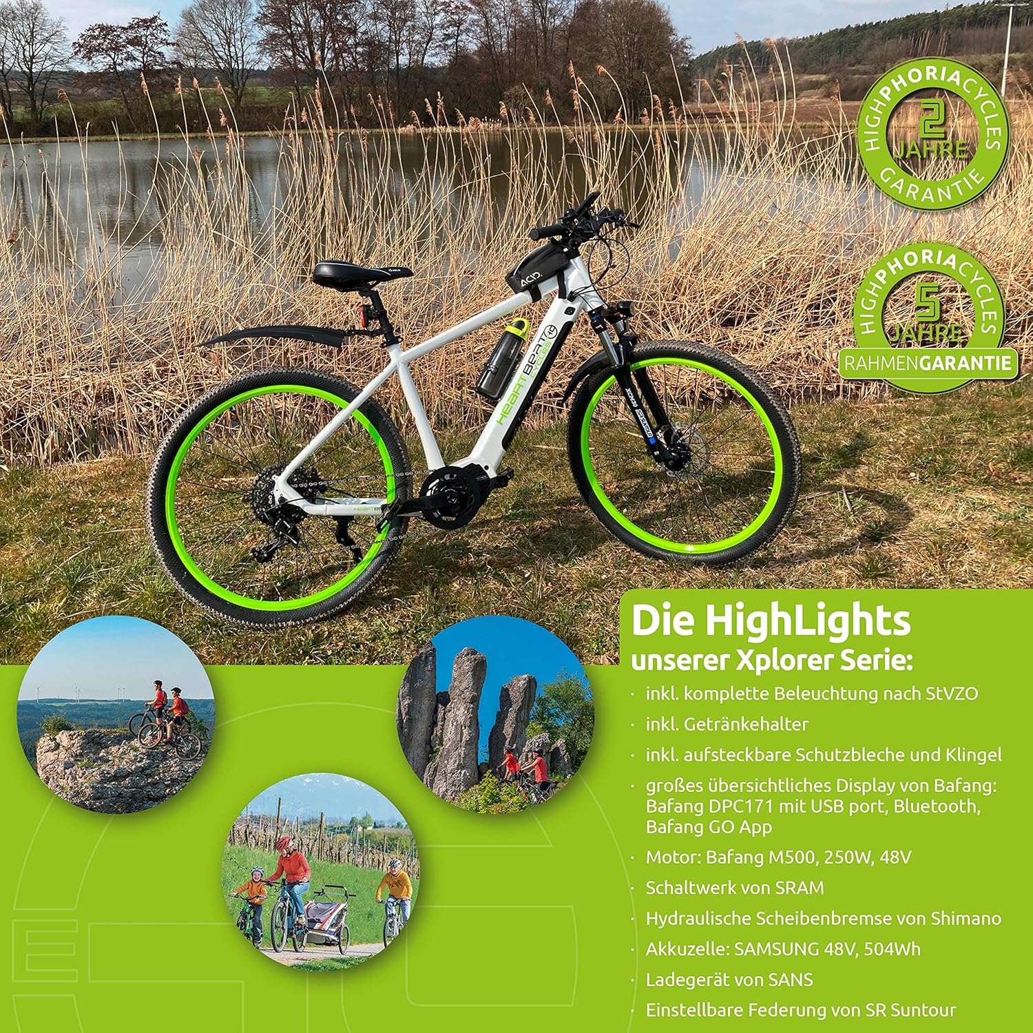 Highphoria Elektrofahrrad Erwachsene, 250W 25 km/h E-Bike mit Batterie, Starker Motor, Kettenschaltung, E-Mountainbike mit Hydraulische Federgabel Pedelec für Damen & Herren – Bild 15