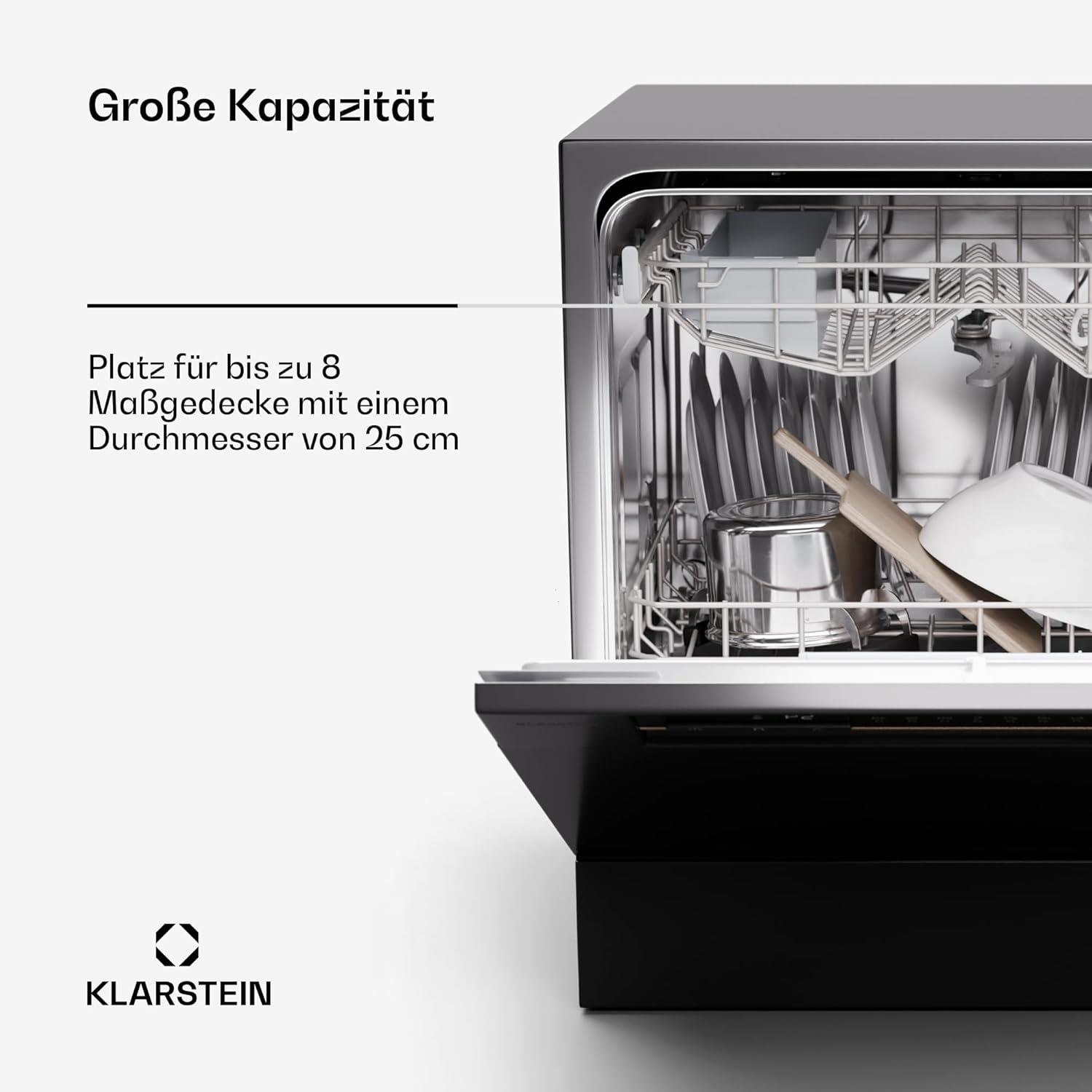 Klarstein ia 8 - Spülmaschine, Geschirrspüler, Freistehend, Teilintegriert, F, 55 cm breit, 8 Maßgedecke, 6 Programme, Aquastop, silber – Bild 28
