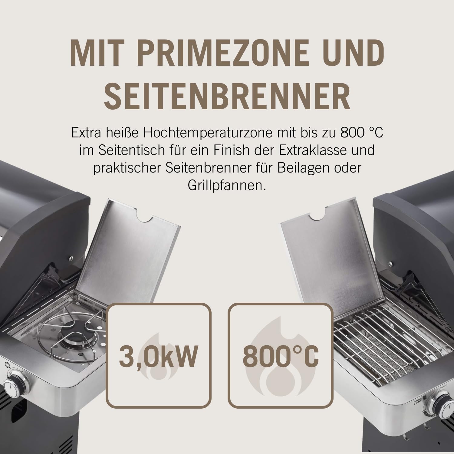 RÖSLE Elektrogrill BBQ-Portable Videro E2-P, tragbarer Tischgrill mit 2 Brennern, Warmhalterost und Deckel mit Glaseinsatz, pulverbeschichteter Stahl, schwarz/silbern – Bild 28