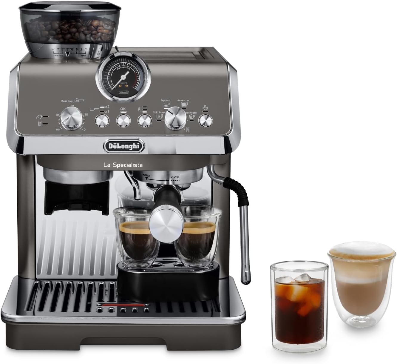 De'Longhi La Specialista Arte EC9155.MB Siebtrgermaschine, Espressomaschine mit Mahlwerk, 8 Mahlgrade, 15 Bar, 3 Temperaturen, Milchschaumdüse, 1300 W, 1,5 l Tank, Edelstahl/Schwarz inkl. Barista-Kit – Bild 4