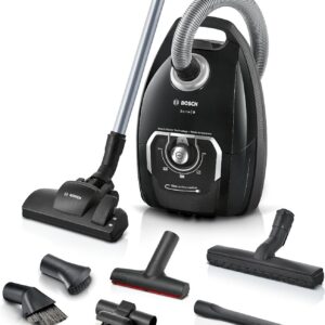 Bosch Staubsauger mit Beutel Serie 8 BGB75X494, Bodenstaubsauger, ideal für Allergiker, Hygiene-Filter, Bodendüse für Parkett, Teppich, Fliesen, langes Kabel, leise, 650 W, blau