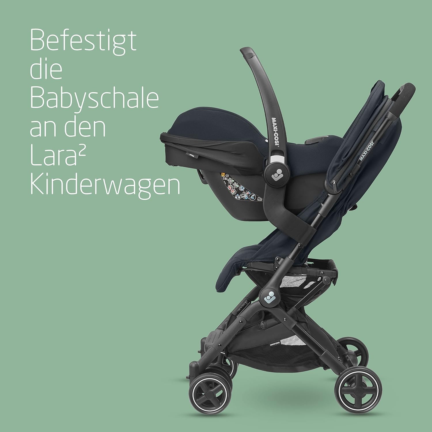 Maxi-Cosi Lara2 Baby Kinderwagen, 0–4 Jahre, 0–22 kg, federleichter, kompakter Buggy, 3 Liegepositionen, flache Liegeposition, klein zusammenklappbar, Schultergurt, Essential Graphite – Bild 34