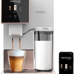 Cecotec Kompakte Superautomatische Kaffeemaschine mit Wifi Cremmaet Compactccino Connected Black Rose. 1350W, 19 Bar, TFT-Bildschirm und APP, Mahlwerk, Milchtank 400 ml und 1 Liter Wasser