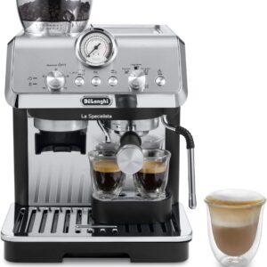 De'Longhi La Specialista Arte EC9155.MB Siebtrgermaschine, Espressomaschine mit Mahlwerk, 8 Mahlgrade, 15 Bar, 3 Temperaturen, Milchschaumdüse, 1300 W, 1,5 l Tank, Edelstahl/Schwarz inkl. Barista-Kit