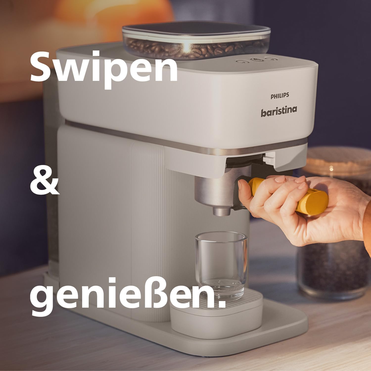 Philips Baristina Espressomaschine - Real Espresso- made simple. Kompakte Kaffeemaschine- Naturweiß mit weißem Siebträger- 16-bar-Pumpendruck- automatisches Mahlwerk- Cafe Crema (BAR300/00) – Bild 32