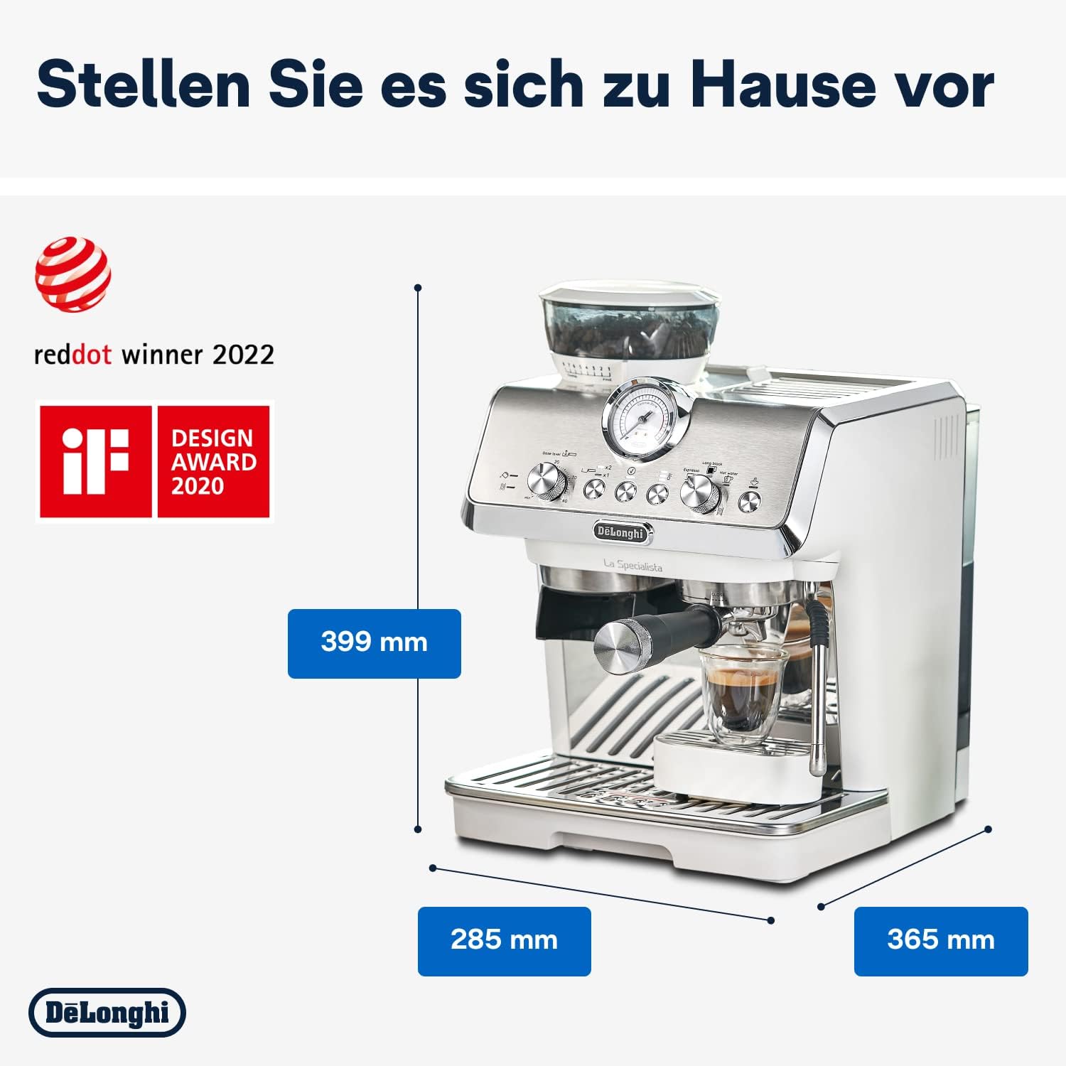 De'Longhi La Specialista Arte EC9155.MB Siebtrgermaschine, Espressomaschine mit Mahlwerk, 8 Mahlgrade, 15 Bar, 3 Temperaturen, Milchschaumdüse, 1300 W, 1,5 l Tank, Edelstahl/Schwarz inkl. Barista-Kit – Bild 22