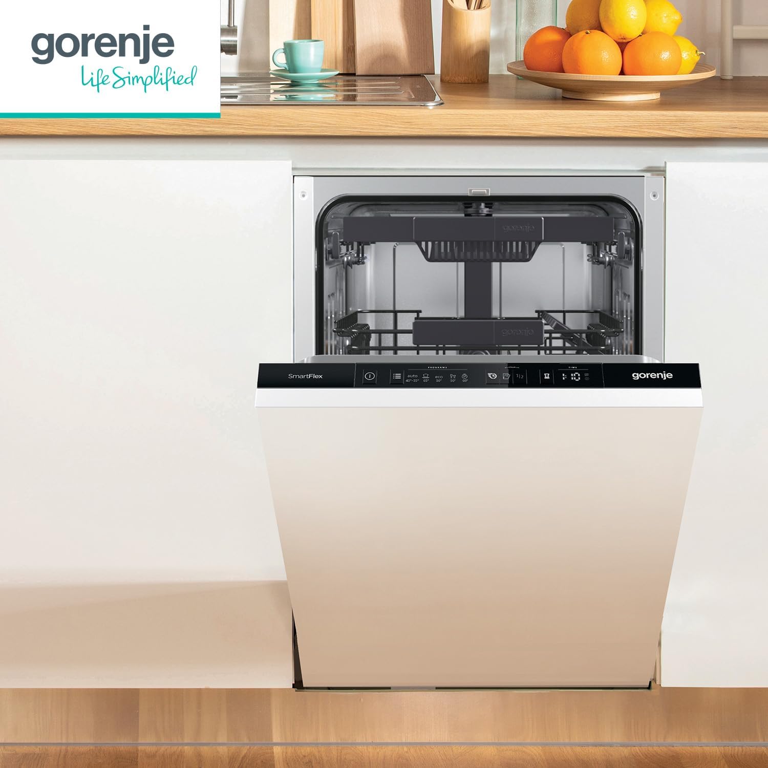 Gorenje GI 520 E15X Teilintegrierbarer Geschirrspüler / 45cm / 9 Maßgedecke / 5 Programme / 1h Reinigungsprogramm / höhenverstellbarer Oberkorb / vollständiger Überlaufschutz, Eingebaut, Edelstahl – Bild 21