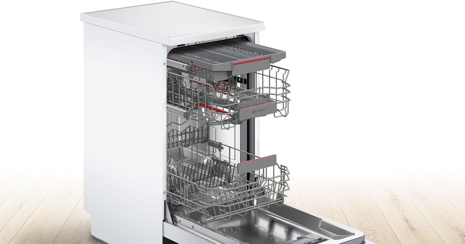 Bosch SPV2IKX10E Serie 2 Smarter Geschirrspüler vollintegriert, 45 cm breit, Besteckkorb, Extra Trocknen auf Knopfdruck, InfoLight roter Lichtpunkt am Boden, AquaStop Schutz gegen Wasserschäden, Weiß – Bild 81