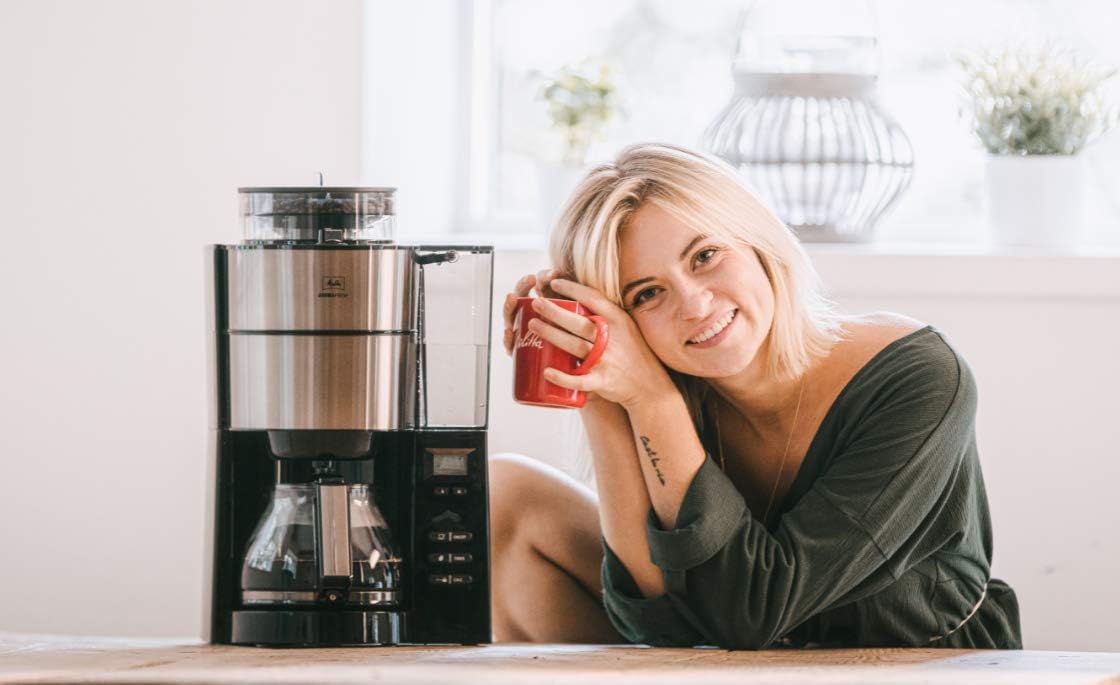 Melitta AromaFresh - Filterkaffeemaschine - mit Glaskanne - integriertes Mahlwerk - Timer Funktion - 10 Tassen - Pure Black – Bild 39
