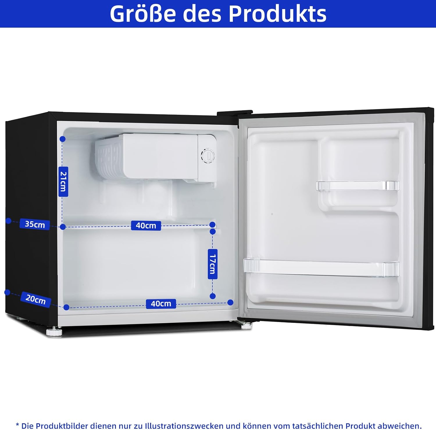 CHIQ Mini Bar Fridge 46 L, Mini Fridge, 49.6 x 47.4 x 44.7 cm (H x W x D), E Energy Consumption 80 kWh per Year, Very Quiet 39 dB – Bild 15