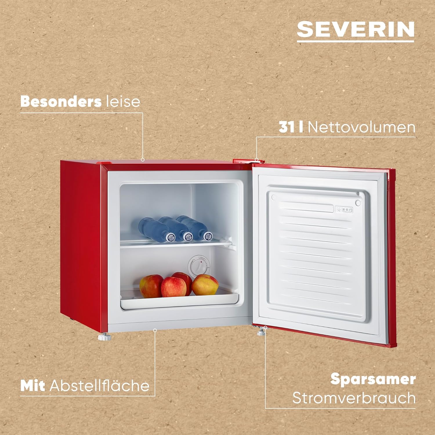 SEVERIN Retro Mini Kühl-/Gefrierbox (31 l), Gefrierschrank klein, Minikühlschrank mit flexibler Temperaturregelung, Tischkühlschrank, schwarz, GB 8880 – Bild 10