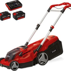 Einhell Akku-Rasenmher RASARRO 36/38 Kit Power X-Change (36 V, 38 cm Schnittbreite, 450 m, Brushless, Mulchfunktion, 45L Fangkorb, inkl. 2x 4,0 Ah Akkus + Twincharger)