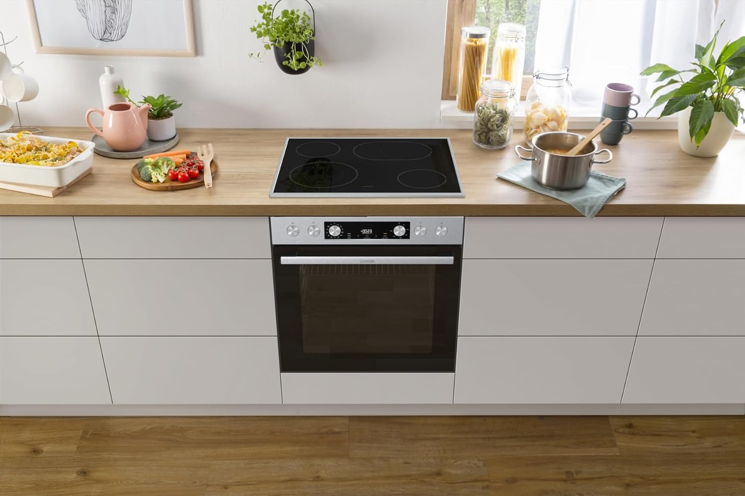 Gorenje Einbauherd-Set Heißluft Inox Set 4 mit Glaskeramik-Kochfeld / 77 Liter / ExtraSteam / GentleClose & Open / EcoClean / AirFry / PizzaMode / PerfectGrill / Teleskopauszüge / Inox-Look – Bild 17