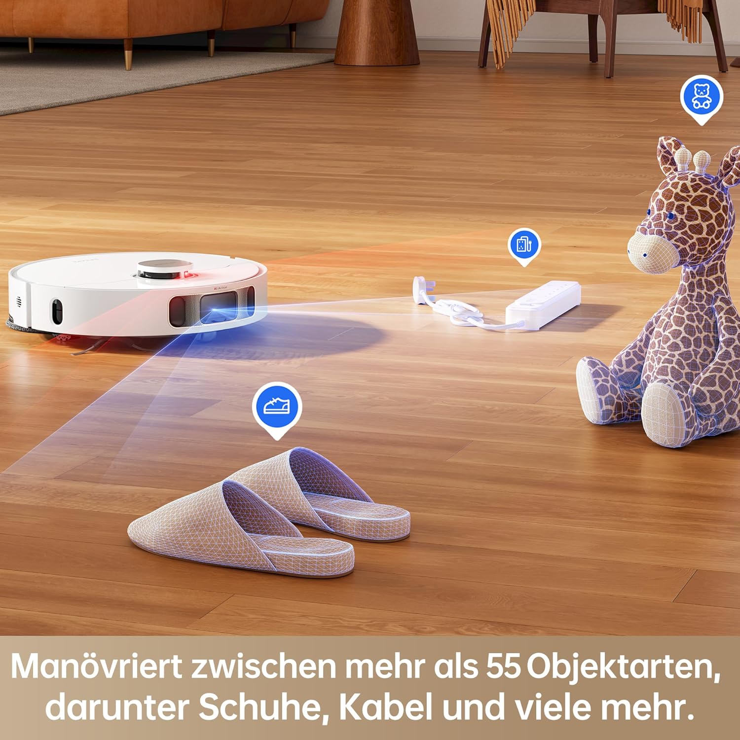 dreame L10s Pro Ultra Heat Roboter Staubsauger mit Automatische Moppreinigung mit heiem Wasser, Moppverlngerung, 7.000 Pa Saugkraft, Doppelte Mopp- und Bodenreinigung, Teppicherkennung – Bild 8
