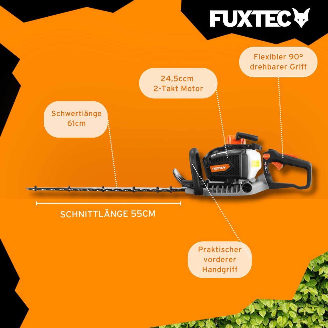 Fuxtec Benzin Heckenschere Profi FX-MHP126 mit XXL-Schwertlänge 800 mm Schwert Freischneider – Bild 15