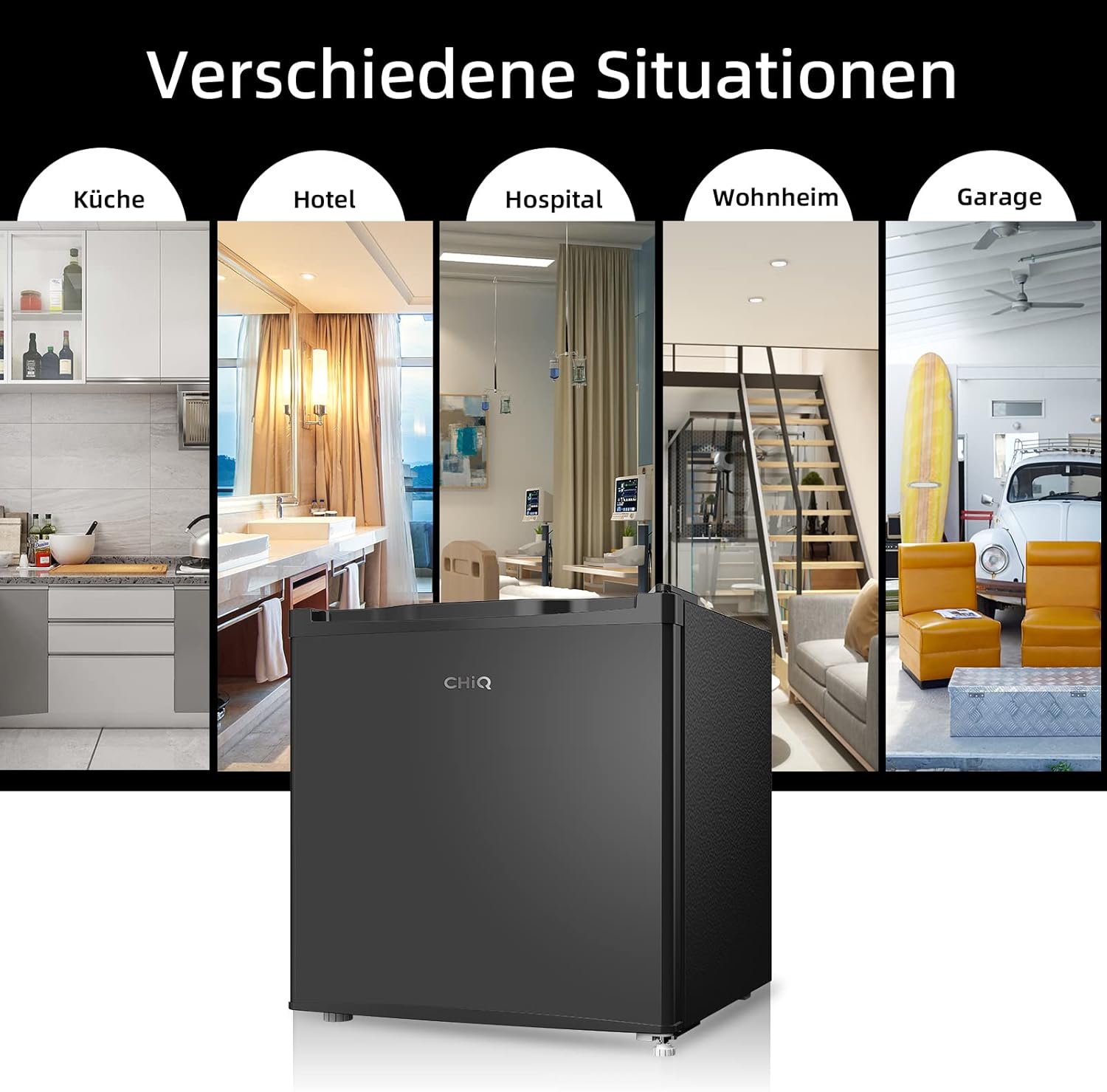 CHIQ Mini Bar Fridge 46 L, Mini Fridge, 49.6 x 47.4 x 44.7 cm (H x W x D), E Energy Consumption 80 kWh per Year, Very Quiet 39 dB – Bild 10