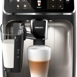 Philips Serie 5400 Kaffeevollautomat – LatteGo Milchsystem, 12 Kaffeespezialitten, Intuitives Display, 4 Benutzerprofile, Chrom (EP5447/90)