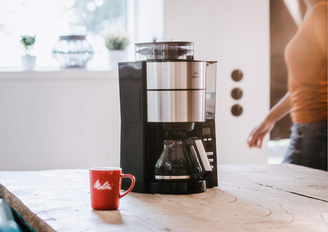 Melitta AromaFresh - Filterkaffeemaschine - mit Glaskanne - integriertes Mahlwerk - Timer Funktion - 10 Tassen - Pure Black – Bild 50