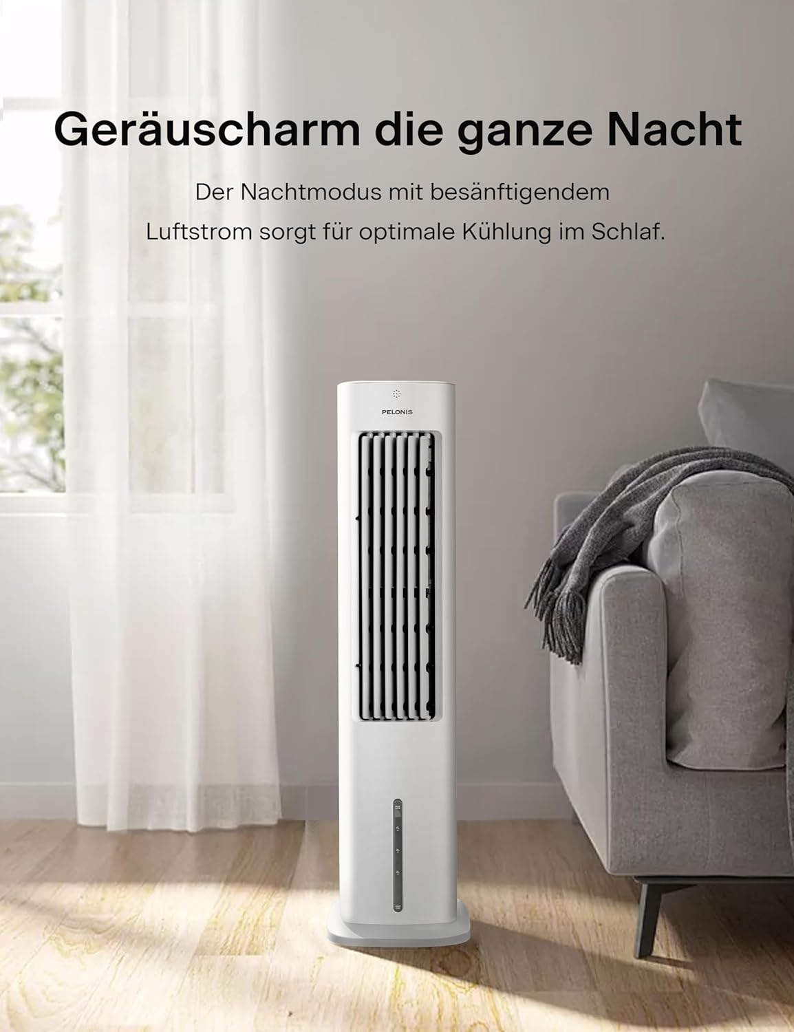 PELONIS Luftkühler mit Wasserkühlung, Klimaanlage Mobil, 5L Ventilator mit Wasserkühlung, Klimagert Luftbefeuchter mit Fernbedienung, 355m/h Klimaanlage Ohne Abluftschlauch – Bild 10