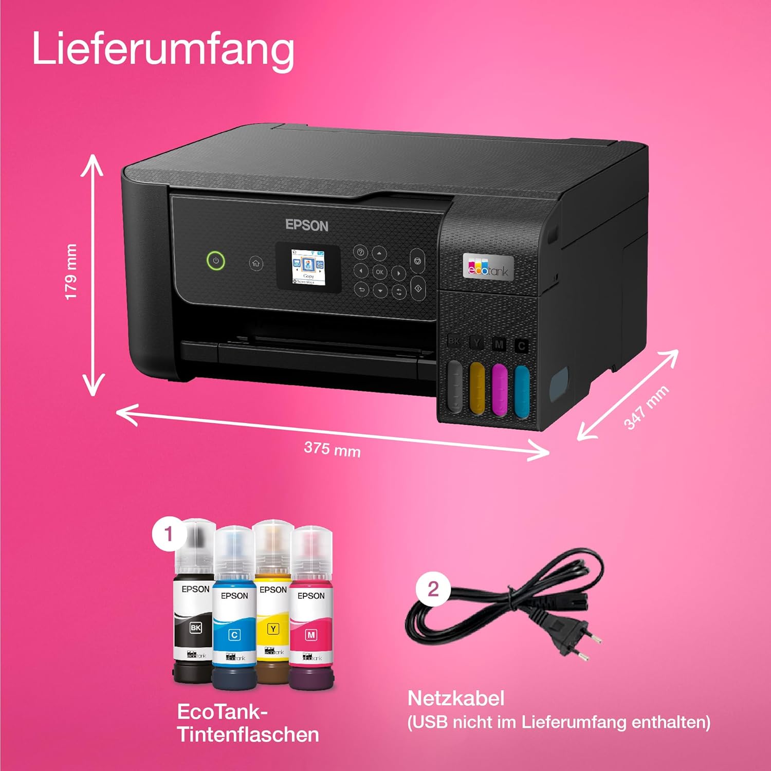 Epson EcoTank ET-2870 A4-Multifunktions-Wi-Fi-Tintentankdrucker, mit einem im Lieferumfang enthaltenen Vorrat an Tinten bis zu 3 Jahren – Bild 44