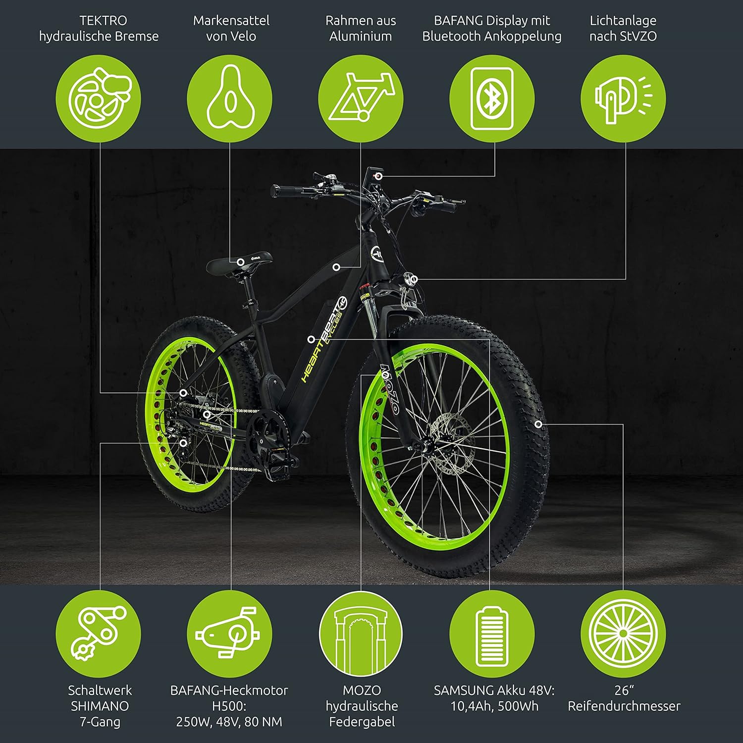 Highphoria Elektrofahrrad Erwachsene, 250W 25 km/h E-Bike mit Batterie, Starker Motor, Kettenschaltung, E-Mountainbike mit Hydraulische Federgabel Pedelec für Damen & Herren – Bild 22