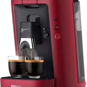 Philips Senseo Maestro Kaffeepadmaschine mit Kaffeestrkewahl und Memo-Funktion, 1,2 Liter Wasserbehlter, Grünes Produkt, Farbe: Rot (CSA260/90)