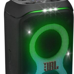 JBL Partybox Stage 120 in Schwarz – Tragbare Bluetooth-Lautsprecher-Box mit JBL Pro Sound, Lichtshow, KI-Sound-Boost und Teleskopgriff – 12 h Laufzeit