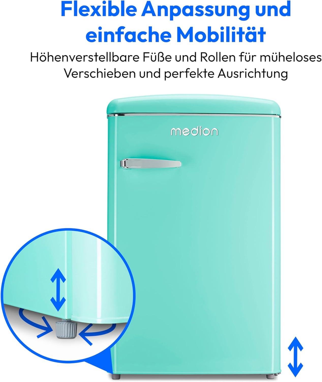 MEDION Retro Kühl-Gefrierkombination (95L Kühlschrank, 13L 4 Sterne Gefrierfach, 108 Liter Nutzinhalt, LED Innenbeleuchtung, Stufenlose Temperaturregelung, MD 37790) rot – Bild 6