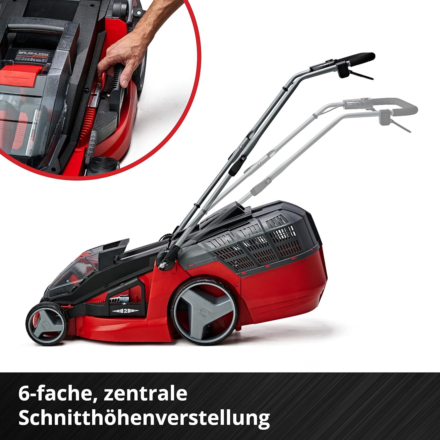 Einhell Akku-Rasenmäher GE-CM 43 Li M Kit Power X-Change (36V, 43 cm Schnittbreite, bis 600 m², Brushless, Mulch-Kit, 63L Fangkorb, 25-75 mm Schnitthöhe, inkl. 2x 4,0Ah + 2x Ladegerät) – Bild 20