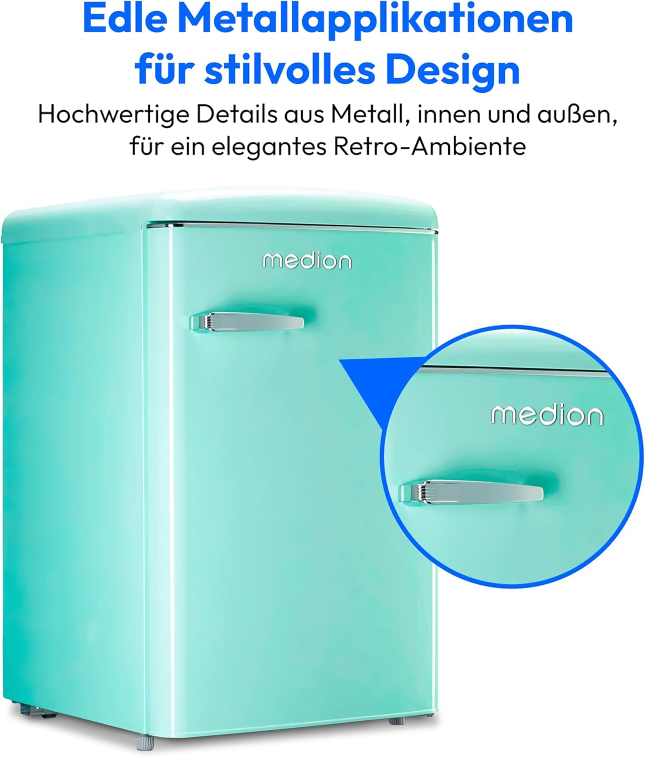 MEDION Retro Kühl-Gefrierkombination (95L Kühlschrank, 13L 4 Sterne Gefrierfach, 108 Liter Nutzinhalt, LED Innenbeleuchtung, Stufenlose Temperaturregelung, MD 37790) rot – Bild 4