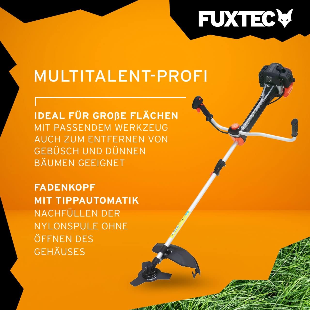 FUXTEC Profi Benzin Motorsense FX-PS162 – Profisense mit 62ccm, Faden und Komfort-Tragegurt – Rasentrimmer mit Antivibrationssystem – 2-Takt Freischneider Fadenspule – Bild 7