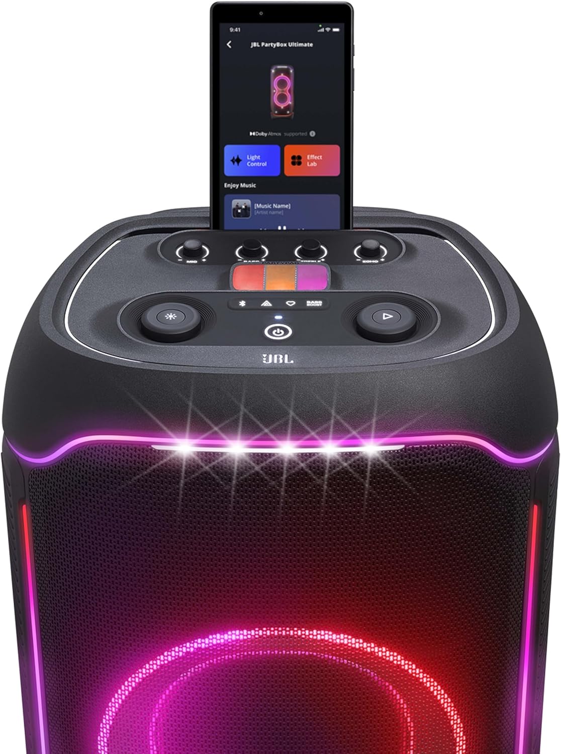 JBL Partybox Stage 120 in Schwarz – Tragbare Bluetooth-Lautsprecher-Box mit JBL Pro Sound, Lichtshow, KI-Sound-Boost und Teleskopgriff – 12 h Laufzeit – Bild 24