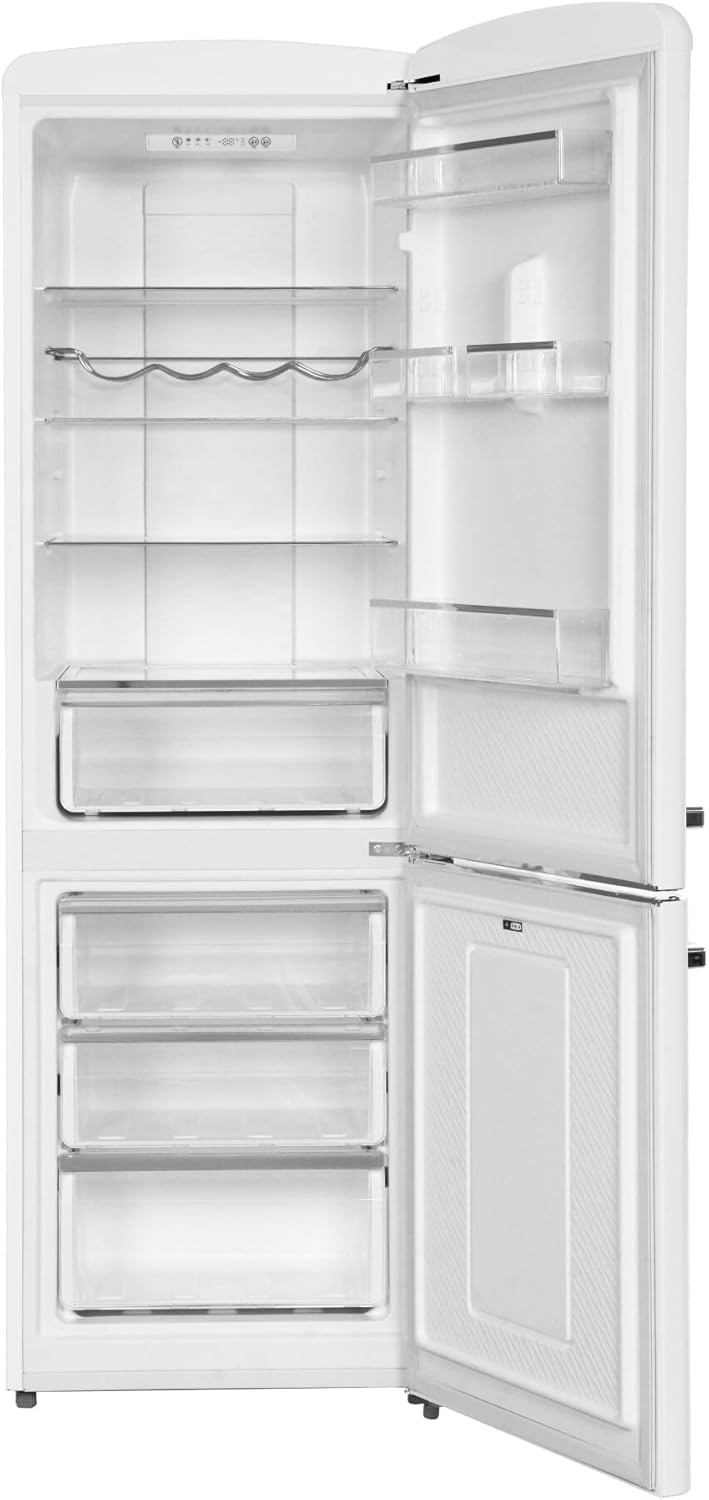 Amica KGCR 387 100 B Retro Kühl-/Gefrierkombination / Coffee Cream (Beige) / 181cm (H) x 55cm (B) x 62cm (T) / Retro-Design / Kühlschrank mit Gefrierfach – Bild 35